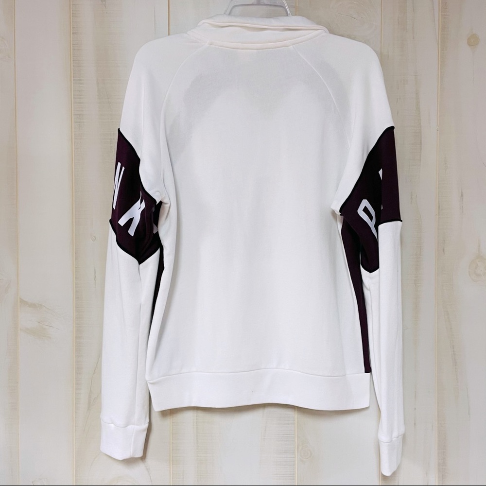 VS Pink Logo Maroon White 1/4 Zip Sweatshirt L - Picture 2 of 8